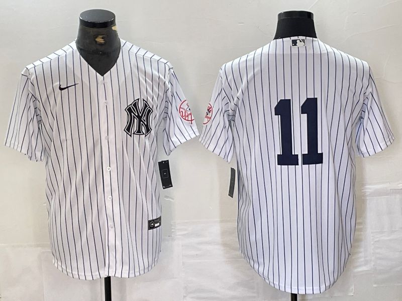 Men New York Yankees 11 Volpe White Stripe Second generation joint name Nike 2024 MLB Jersey style 4
